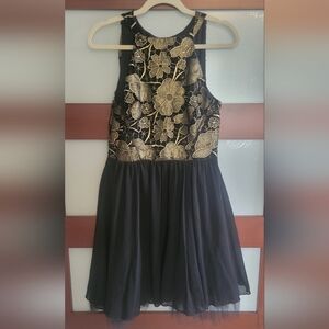 Eva Franco Black and Gold Floral Dress